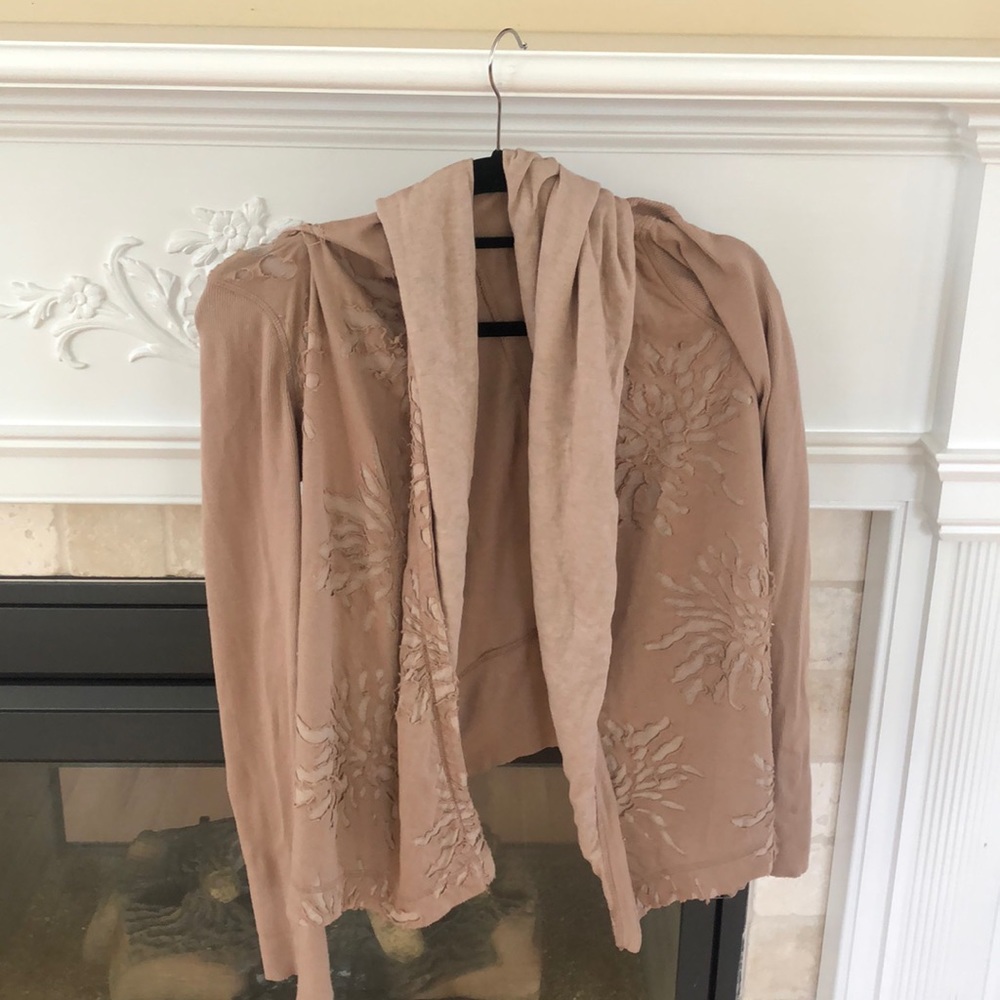 nude cardigan with hood